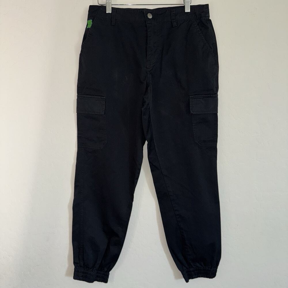 Empyre Relax Jogger Cargo Womens Pants Black Canvas Elastic Waist Size Medium